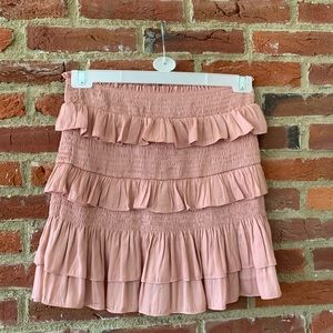 pink smocked tiered skirt